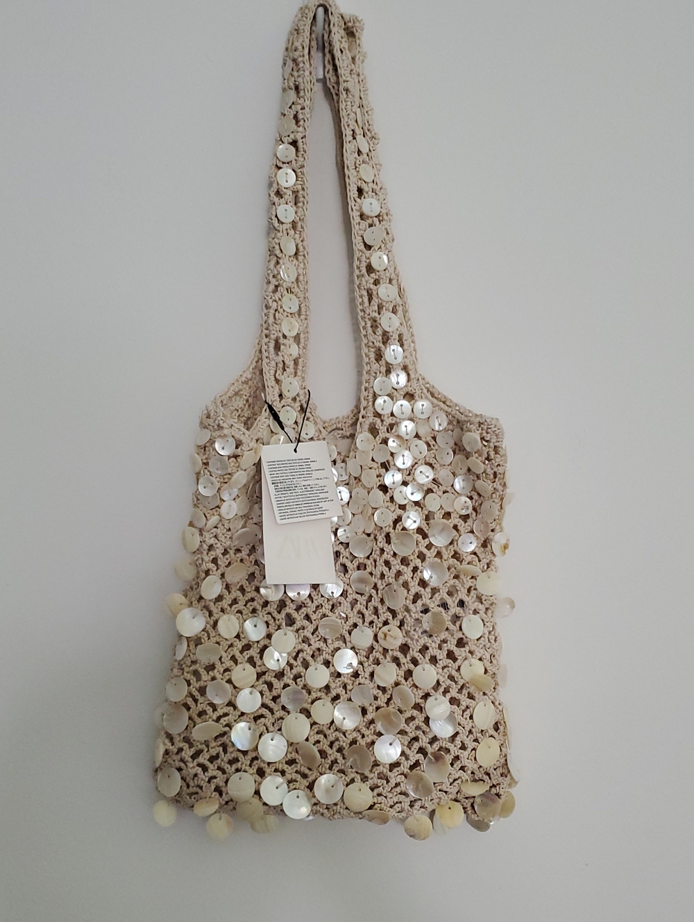 Zara Pearl Beaded Crochet Shoulder Bag